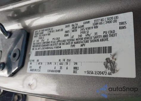 2017 Lincoln Mkc Reserve из США, поврежденный, VIN 5LMTJ3DH6HUL11604